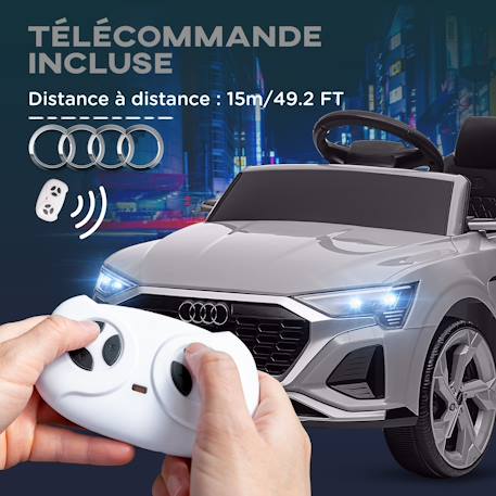 Voiture électrique enfant audi q8 sportback e-tron 12v max. 5 km/h télécommande Gris 4 - vertbaudet enfant 