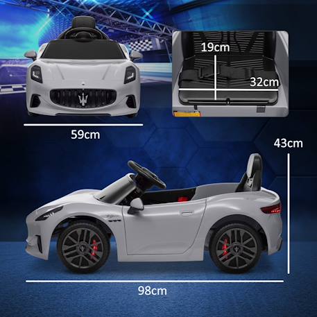 Voiture électrique enfant maserati gran turismo folgore télécommande nombreux effets Blanc+Gris+Noir 9 - vertbaudet enfant 