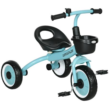 Tricycle enfant multi-équipé garde-boue sonnette panier pédales antidérapantes siège réglable avec dossier Blanc+Bleu+Rose+Vert 7 - vertbaudet enfant 