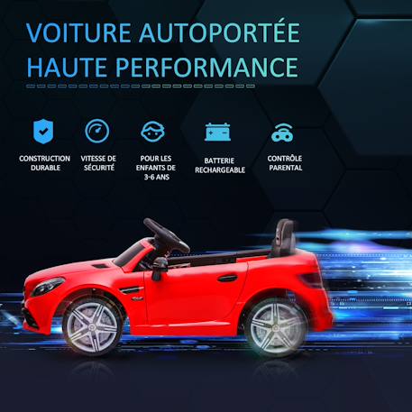 Voiture électrique enfant mercedes slc 300 6 v 5 km/h max. Télécommande effets sonores lumineux Blanc+Noir+Rose+Rouge 22 - vertbaudet enfant 