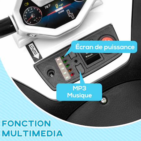 Quad électrique enfant 2 moteurs 12v 5 km/h max. Marche av ar nombreux effets Blanc+Bleu 5 - vertbaudet enfant 
