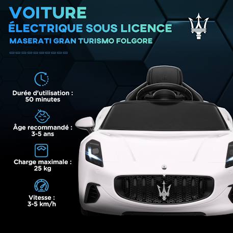 Voiture électrique enfant maserati gran turismo folgore télécommande nombreux effets Blanc+Gris+Noir 4 - vertbaudet enfant 