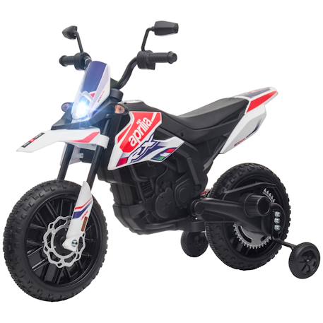 Motocross électrique enfant aprilia rx 125 max. 6 km/h roues auxiliaires amovibles phare effets sonores Blanc+Rouge 1 - vertbaudet enfant 