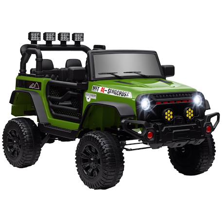 Voiture électrique 4x4 enfant - portes ouvrables, ceinture, télécommande - 3 vitesses - effets sonores lumineux Vert 1 - vertbaudet enfant 
