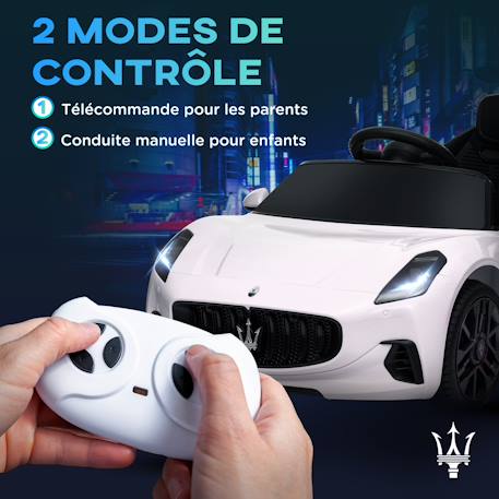 Voiture électrique enfant maserati gran turismo folgore télécommande nombreux effets Blanc+Gris+Noir 5 - vertbaudet enfant 