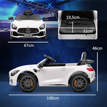 Voiture électrique enfant mercedes-benz amg gtr - 12v, 5km/h max. - nombreux effets - télécommande Blanc+Rouge 3 - vertbaudet enfant 