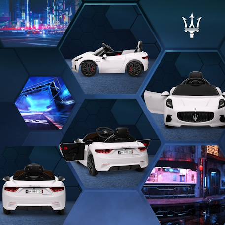 Voiture électrique enfant maserati gran turismo folgore télécommande nombreux effets Blanc+Gris+Noir 6 - vertbaudet enfant 