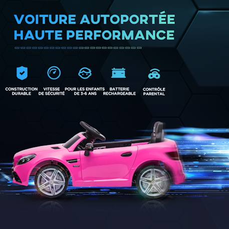 Voiture électrique enfant mercedes slc 300 6 v 5 km/h max. Télécommande effets sonores lumineux Blanc+Noir+Rose+Rouge 18 - vertbaudet enfant 