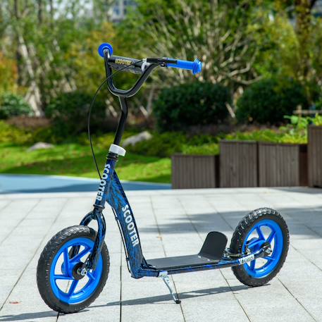 Trottinette patinette enfant roues 30 cm guidon réglable poignée frein et béquille acier Bleu+Rouge+Vert 2 - vertbaudet enfant 
