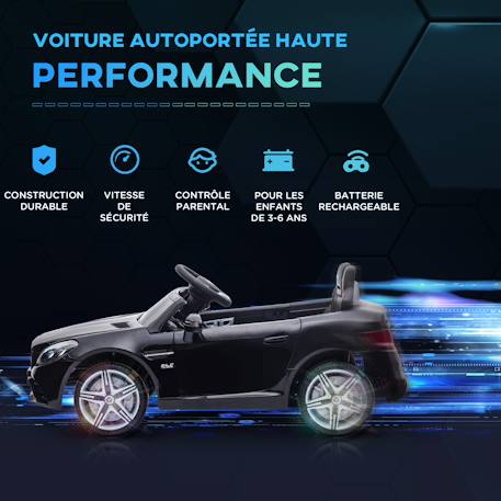 Voiture électrique enfant mercedes slc 300 6 v 5 km/h max. Télécommande effets sonores lumineux Blanc+Noir+Rose+Rouge 12 - vertbaudet enfant 