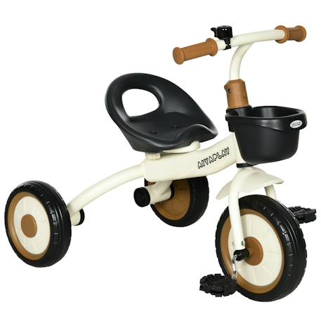 Tricycle enfant multi-équipé garde-boue sonnette panier pédales antidérapantes siège réglable avec dossier Blanc+Bleu+Rose+Vert 1 - vertbaudet enfant 