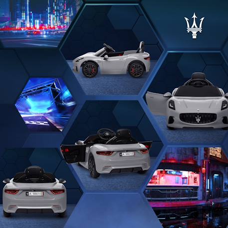 Voiture électrique enfant maserati gran turismo folgore télécommande nombreux effets Blanc+Gris+Noir 12 - vertbaudet enfant 