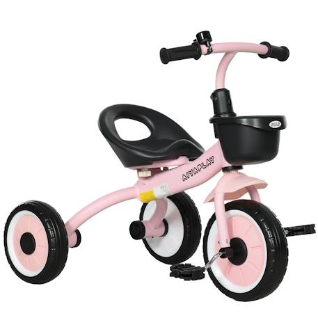 Tricycle enfant multi-équipé garde-boue sonnette panier pédales antidérapantes siège réglable avec dossier Blanc+Bleu+Rose+Vert 13 - vertbaudet enfant 
