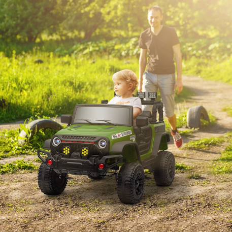 Voiture électrique 4x4 enfant - portes ouvrables, ceinture, télécommande - 3 vitesses - effets sonores lumineux Vert 2 - vertbaudet enfant 