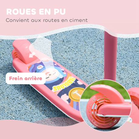 Trottinette enfant trottinette 3 roues lumineuses led hauteur guidon réglable frein à friction arrière Bleu+Rose 11 - vertbaudet enfant 
