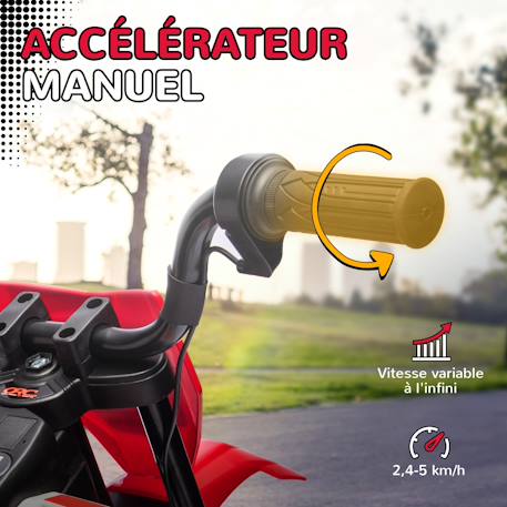 Moto cross électrique dirt bike enfant 12v 2 moteurs 2 vitesses 2,4-5 km/h max. Musiques Rouge+Vert 4 - vertbaudet enfant 