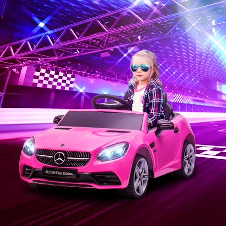 Voiture électrique enfant mercedes slc 300 6 v 5 km/h max. Télécommande effets sonores lumineux Blanc+Noir+Rose+Rouge 14 - vertbaudet enfant 