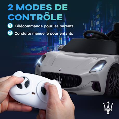 Voiture électrique enfant maserati gran turismo folgore télécommande nombreux effets Blanc+Gris+Noir 11 - vertbaudet enfant 