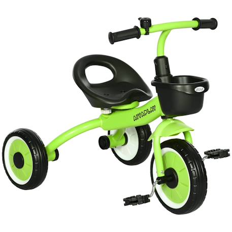 Tricycle enfant multi-équipé garde-boue sonnette panier pédales antidérapantes siège réglable avec dossier Blanc+Bleu+Rose+Vert 19 - vertbaudet enfant 