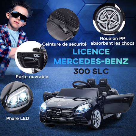 Voiture électrique enfant mercedes slc 300 6 v 5 km/h max. Télécommande effets sonores lumineux Blanc+Noir+Rose+Rouge 10 - vertbaudet enfant 