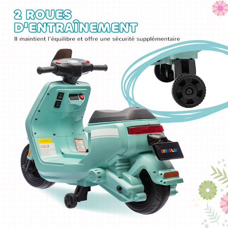 Scooter électrique enfant - moto enfant 6v 25w 2 vitesses 1,5-3 km/h max. - effets sonores lumineux Rouge+Vert 12 - vertbaudet enfant 