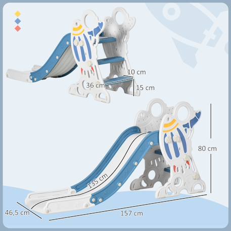Toboggan enfant design fusée - usage intérieur Bleu+Gris 3 - vertbaudet enfant 
