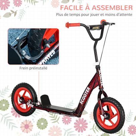 Trottinette patinette enfant roues 30 cm guidon réglable poignée frein et béquille acier Bleu+Rouge+Vert 10 - vertbaudet enfant 