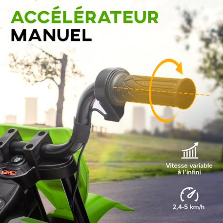 Moto cross électrique dirt bike enfant 12v 2 moteurs 2 vitesses 2,4-5 km/h max. Musiques Rouge+Vert 10 - vertbaudet enfant 