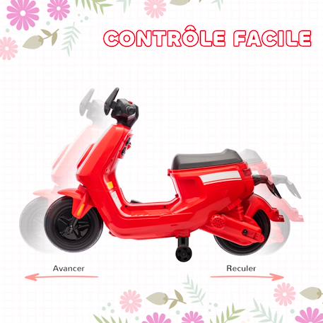 Scooter électrique enfant - moto enfant 6v 25w 2 vitesses 1,5-3 km/h max. - effets sonores lumineux Rouge+Vert 5 - vertbaudet enfant 