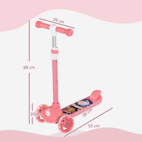 Trottinette enfant trottinette 3 roues lumineuses led hauteur guidon réglable frein à friction arrière Bleu+Rose 9 - vertbaudet enfant 