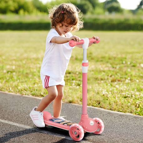 Trottinette enfant trottinette 3 roues lumineuses led hauteur guidon réglable frein à friction arrière Bleu+Rose 8 - vertbaudet enfant 