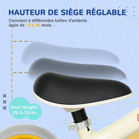 Draisienne enfant selle réglable roues eva Bleu+Crème 9 - vertbaudet enfant 