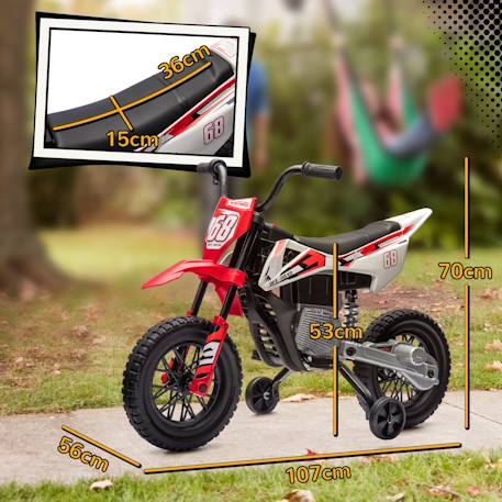 Moto cross électrique dirt bike enfant 12v 2 moteurs 2 vitesses 2,4-5 km/h max. Musiques Rouge+Vert 3 - vertbaudet enfant 