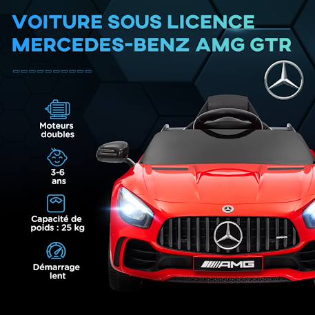 Voiture électrique enfant mercedes-benz amg gtr - 12v, 5km/h max. - nombreux effets - télécommande Blanc+Rouge 10 - vertbaudet enfant 