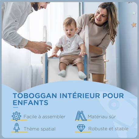 Toboggan enfant design fusée - usage intérieur Bleu+Gris 6 - vertbaudet enfant 