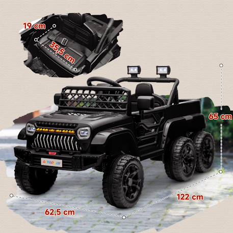 Buggy quad électrique enfant 6 roues - télécommande - coffre benne - nombreux effets Noir 3 - vertbaudet enfant 