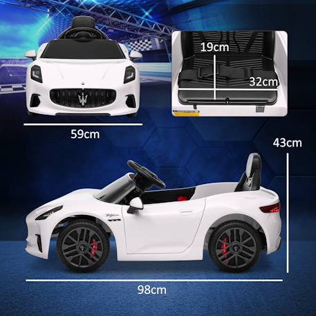 Voiture électrique enfant maserati gran turismo folgore télécommande nombreux effets Blanc+Gris+Noir 3 - vertbaudet enfant 
