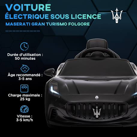 Voiture électrique enfant maserati gran turismo folgore télécommande nombreux effets Blanc+Gris+Noir 16 - vertbaudet enfant 