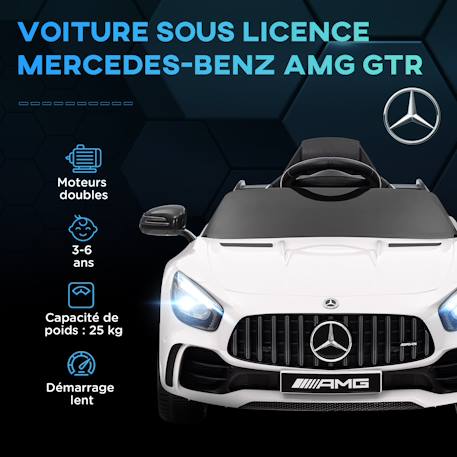 Voiture électrique enfant mercedes-benz amg gtr - 12v, 5km/h max. - nombreux effets - télécommande Blanc+Rouge 4 - vertbaudet enfant 