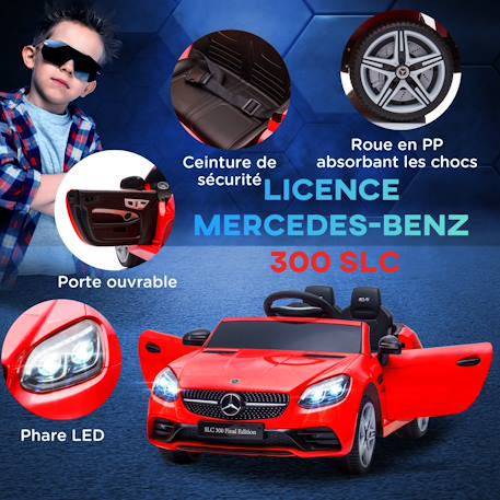 Voiture électrique enfant mercedes slc 300 6 v 5 km/h max. Télécommande effets sonores lumineux Blanc+Noir+Rose+Rouge 24 - vertbaudet enfant 
