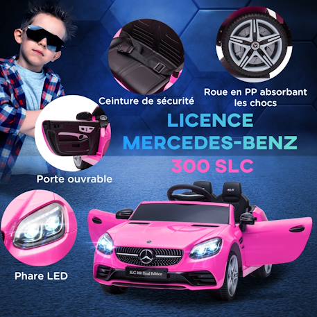 Voiture électrique enfant mercedes slc 300 6 v 5 km/h max. Télécommande effets sonores lumineux Blanc+Noir+Rose+Rouge 16 - vertbaudet enfant 