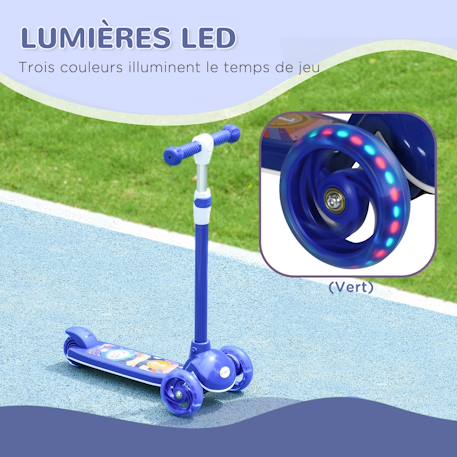Trottinette enfant trottinette 3 roues lumineuses led hauteur guidon réglable frein à friction arrière Bleu 6 - vertbaudet enfant 