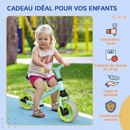 Draisienne enfant selle réglable roues eva Bleu+Crème 5 - vertbaudet enfant 
