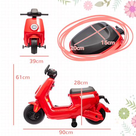 Scooter électrique enfant - moto enfant 6v 25w 2 vitesses 1,5-3 km/h max. - effets sonores lumineux Rouge+Vert 3 - vertbaudet enfant 