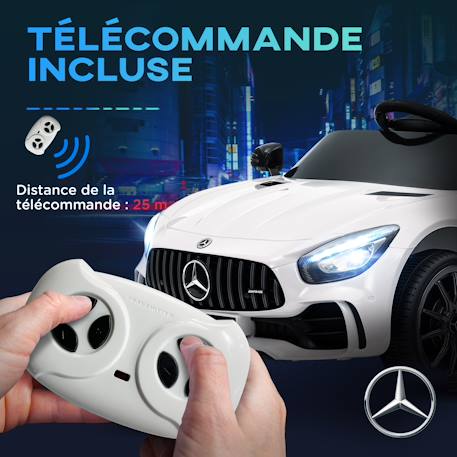 Voiture électrique enfant mercedes-benz amg gtr - 12v, 5km/h max. - nombreux effets - télécommande Blanc+Rouge 5 - vertbaudet enfant 