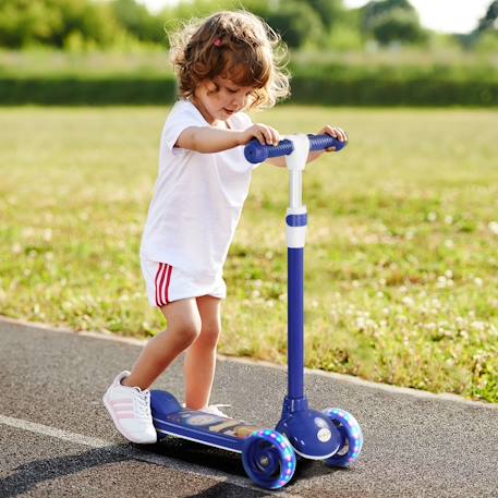 Trottinette enfant trottinette 3 roues lumineuses led hauteur guidon réglable frein à friction arrière Bleu 2 - vertbaudet enfant 