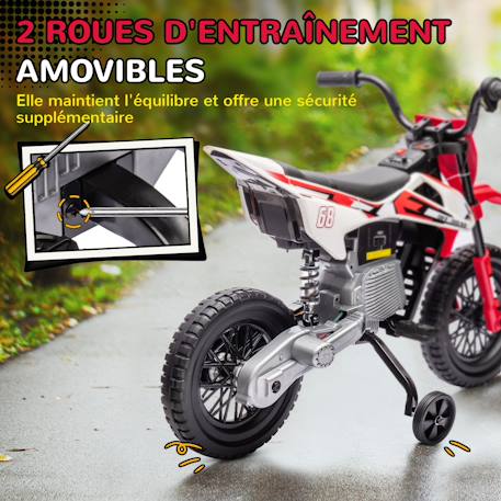 Moto cross électrique dirt bike enfant 12v 2 moteurs 2 vitesses 2,4-5 km/h max. Musiques Rouge+Vert 5 - vertbaudet enfant 