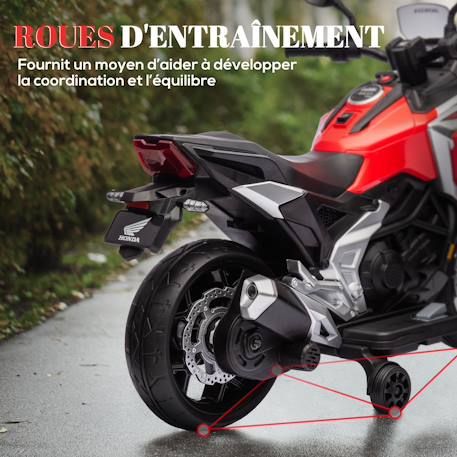 Moto électrique enfant honda nc750x - musiques, feux av led, entrée usb mp3 jack - 2 roues auxiliaires Blanc+Bleu+Rouge 18 - vertbaudet enfant 