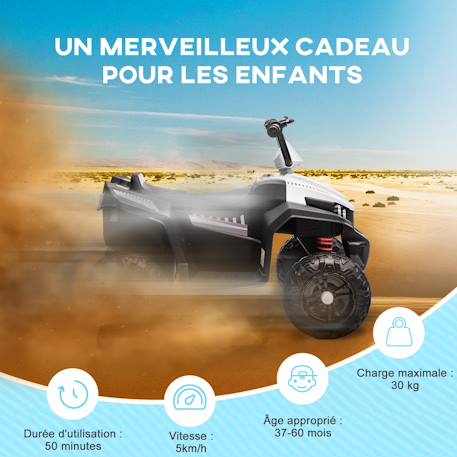 Quad électrique enfant 2 moteurs 12v 5 km/h max. Marche av ar nombreux effets Blanc+Bleu 6 - vertbaudet enfant 