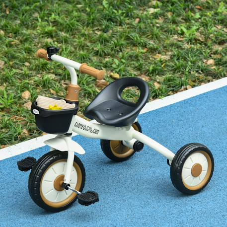Tricycle enfant multi-équipé garde-boue sonnette panier pédales antidérapantes siège réglable avec dossier Blanc+Bleu+Rose+Vert 2 - vertbaudet enfant 